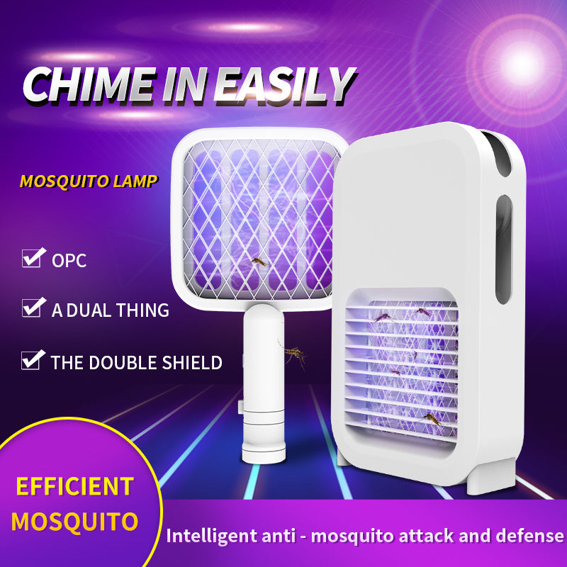 Efficient Photocatalyst Household Mosquito Killer Lamp 2in1 LED Mosquito Racket USB Creative Mosquito Trap Artifact Bug Zapper