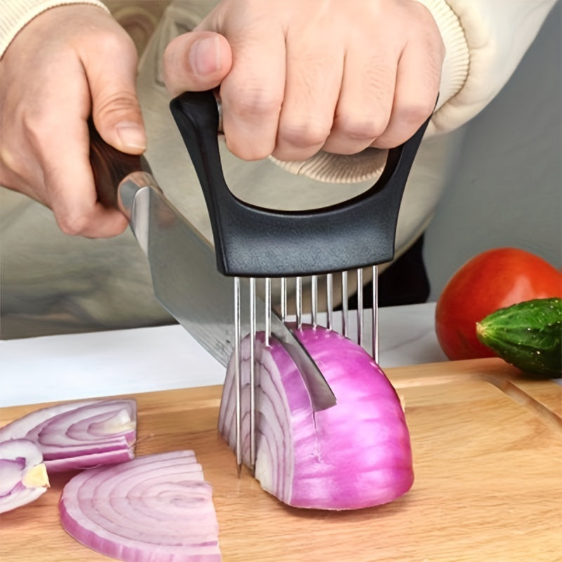 Onion Slicer Holder, Onion Holder For Slicing, 304 Stainless Steel Onion Slicer Cutter, Lemon Holder Slicer, Creative Onion Slicer Holder, Onion Slicer Cutter For Steak Tendons, Household Gadget, Kitc  / holder for slicing onions