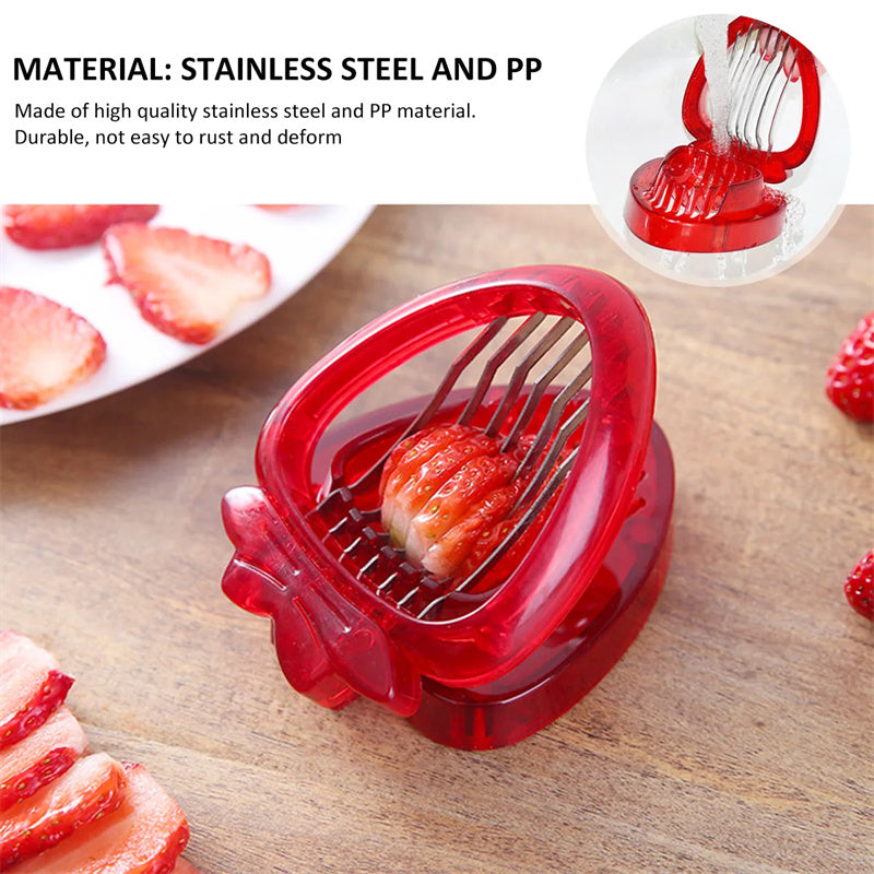 Red Strawberry Slicer Plastic Fruit Carving Tools Salad Cutter Berry Strawberry Cake Decoration Cutter Kitchen Gadgets