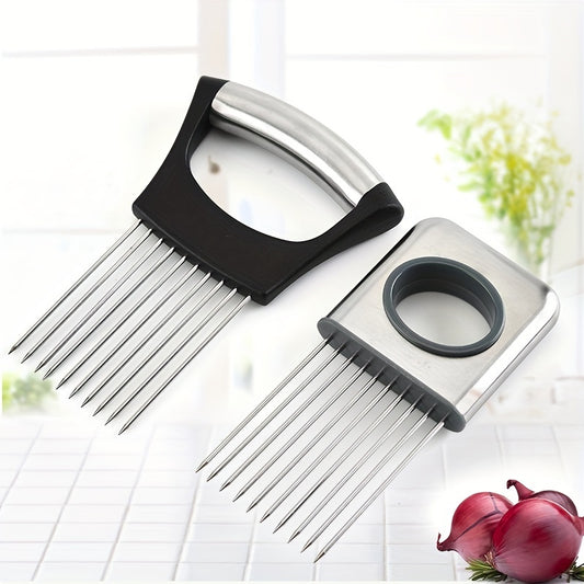 Onion Slicer Holder, Onion Holder For Slicing, 304 Stainless Steel Onion Slicer Cutter, Lemon Holder Slicer, Creative Onion Slicer Holder, Onion Slicer Cutter For Steak Tendons, Household Gadget, Kitc  / holder for slicing onions